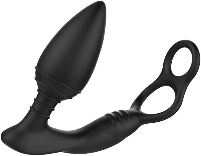 Nexus Simul8 Vibrating Double Cock Ring & Anal Plug, Black