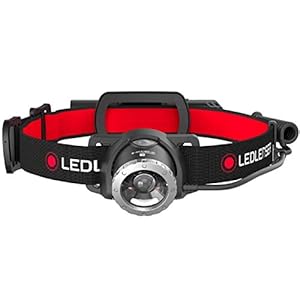 Ledlenser H8R, LED Stirnlampe, 600 Lumen, bis zu 120h Laufzeit, rotes Rücklicht, inkl. Akku, aufladbar, Box-Verpackung