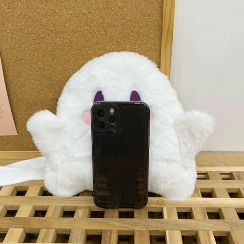 Halloween Purses for Women Plush Cute Ghost Purse Kawaii Fluffy Candy Bag Crossbody Shoulder Bags Spooky Season4