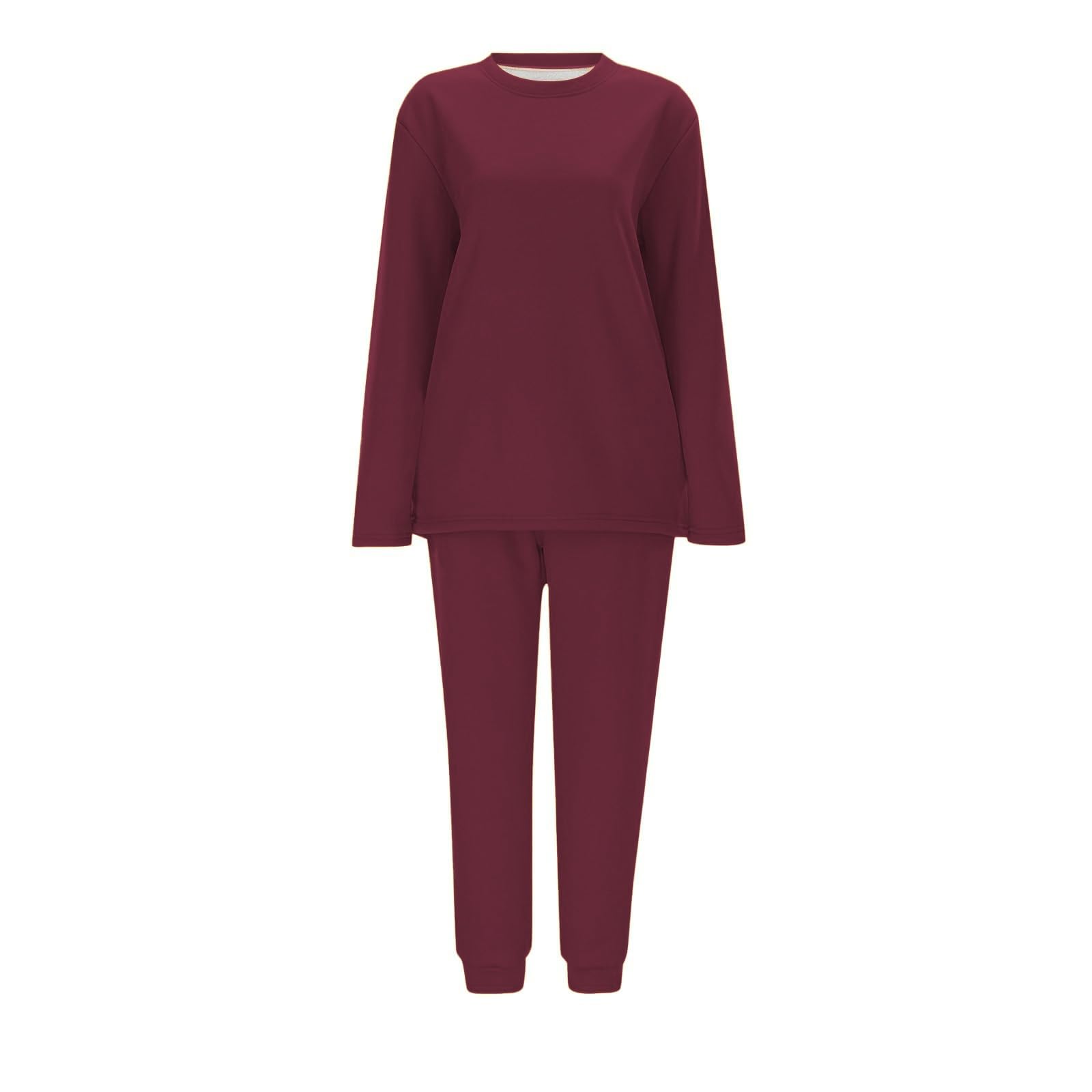 Conjunto de Pijama de Sudadera y Pantalones con Forro para Mujer para Calidez Invernal con Traje de Felpa Tops cómodos y Holgados Ropa de Estar por casa cálida de Invierno para Mujer