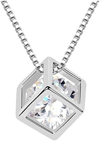 Celine Benetton Cube & Crystal Pendant Necklace with Swarovski Elements Crystal, White, 18 Inches