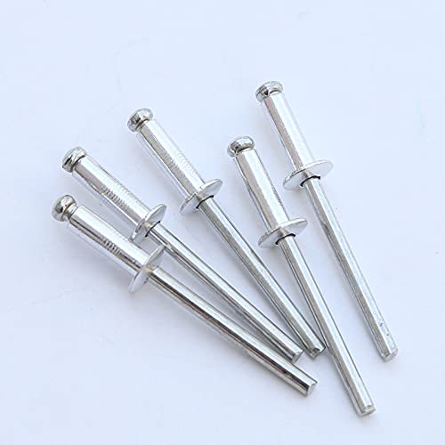 Large Flange Blind Rivets, Aluminum Pop Rivets Body Steel Mandrel, Dome Headed Type, Standard, Silver, Pack of 50, 4.8mm x 25mm