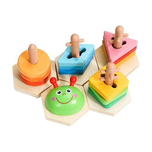 Clasificación de formas de madera y bloques de apilamiento para juego sensorial infantil