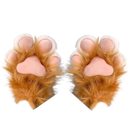 Gants de patte de chat en peluche chaude et douce pour déguisement cosplay