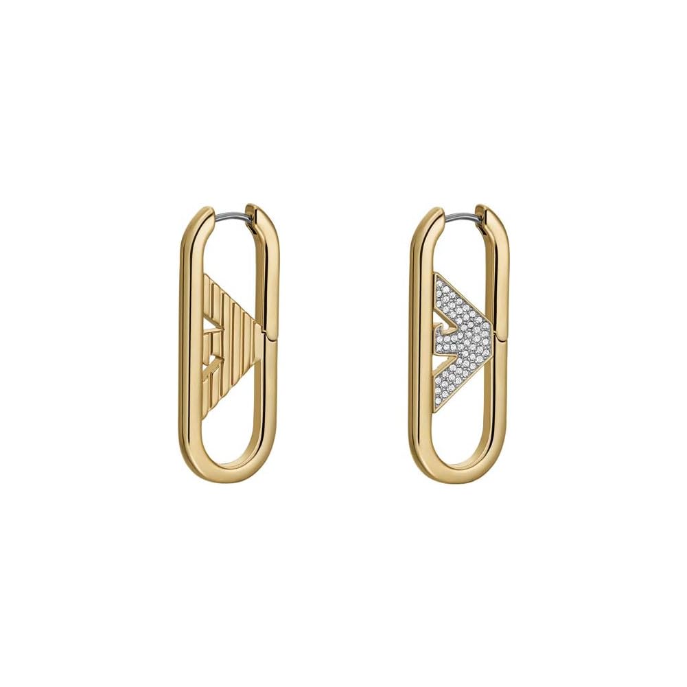 Emporio Armani Pendientes de mujer de acero inoxidable o latón, con cierre Huggie o de aro