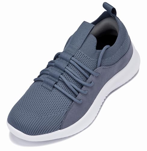 CALTO Men's Invisible Height Increasing Elevator Shoes - Ultra Lightweight Sporty Sneakers - 2.4 Inches Taller