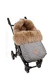 Schmutzschutz im Fußbereich Lammfell Fußsack Nelly, Lammfell cappuccino, anthracite melange