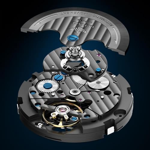Image of OUPINKE Watch for Men Skeleton Self Winding Mechanical Automatic Luxury Dress Black Wrist Watch Waterproof Luminous Tungsten Sapphire Crystal