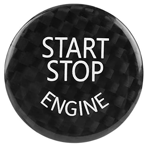 Car Start Button Cover, Black Carbon Fiber Car Engine Start Stop Button Switch Cover for 1-7 Series X1 X3-X6 Cover