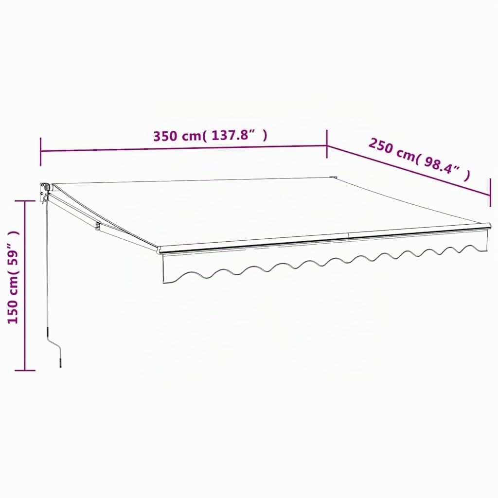 vidaXL Toldo retráctil automático Gris Antracita 3,5x2,5 m