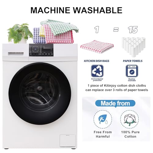 Kitinjoy Cotton 8 Pack Terry Kitchen Dish Cloths, 12 X 12 Inches Super Soft And Absorbent Dish Rags, Quick Drying Dish Towels For Washing Dishes thumb #4
