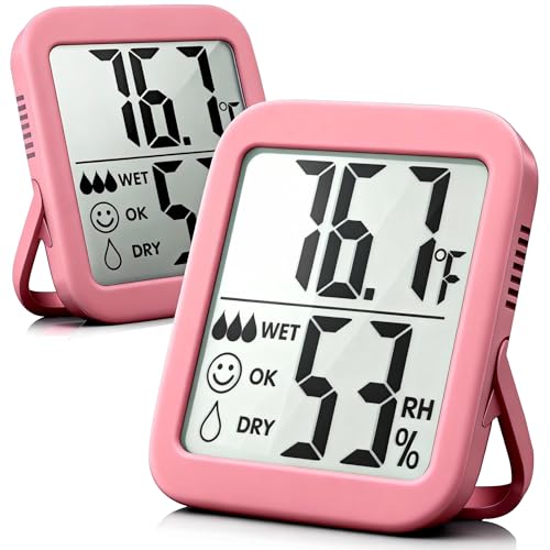 Image of Antonki 2 Pack Room Thermometer for Home, Hygrometer Indoor Humidity Meter Gauge, Digital Temperature and Humidity Sensor Monitor for House, Terrarium, Incubator, Greenhouse - Battery Included