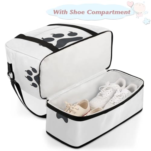 Travel Duffel Bags Cats Dog Paw Print Foldable Weekender Bags for Women with Shoes Compartment Waterproof & Tear Resistant Carry on Overnight Luggage Duffel Bag Shoulder Sports Tote Bag,A-5444