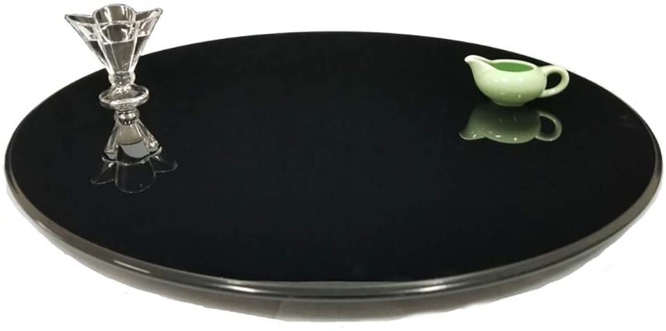 Table à manger en verre trempé : plateau tournant noir et rotatif pour la maison