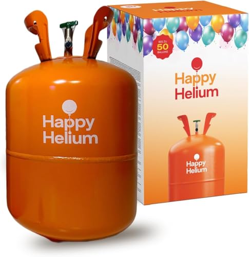 Happy Helium® Ballongas Helium für 50 Luftballons | Heliumgas mit Füllventil - Balloon Gas 400 Liter (0,4 m³) für Geburtstag, Hochzeit, Party