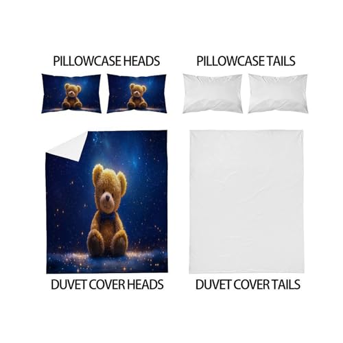 Housse de couette ours en peluche 3 pièces 200x200 microlibre douce - 4