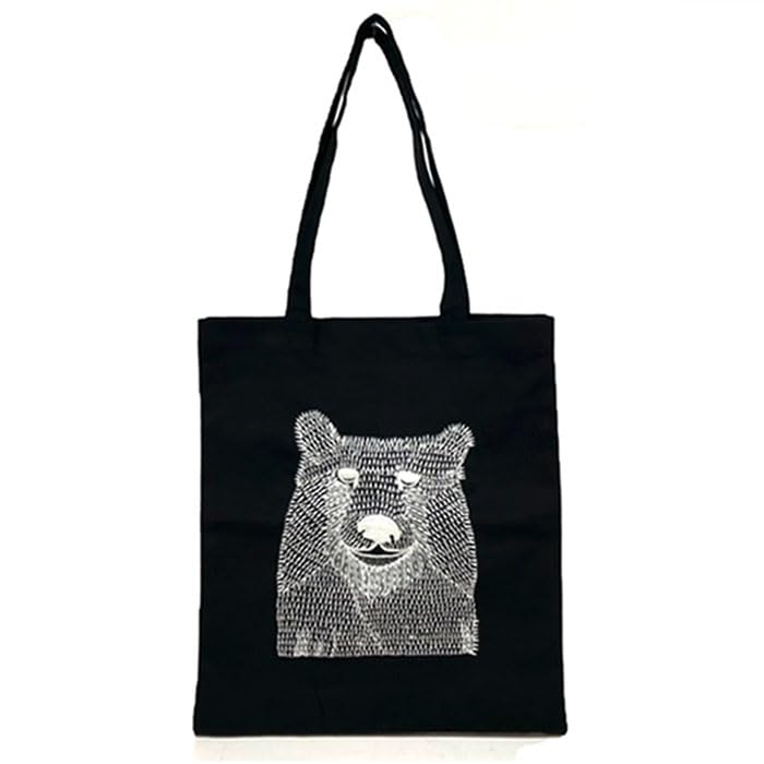 クマ刺繍トートバッグ Amazon | クマ 刺繍 コットントートバッグ 熊 エコバッグ ベアー