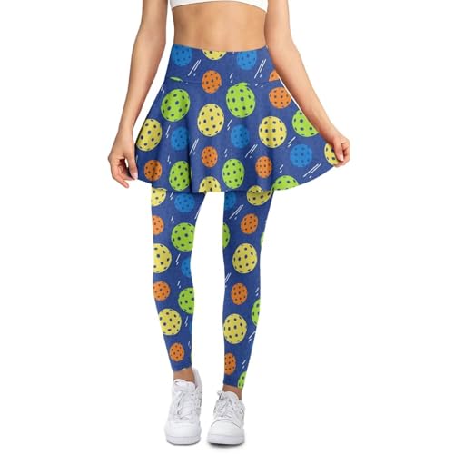 Womens Tennis Skirted Leggings Pleated Golf Skorts High Waisted Workout Yoga Leggings with Skirt Pickleball Outfits