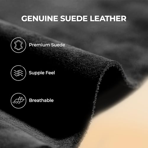 DREAM PAIRS Platform Winter Boots for Women Genuine Suede, Wide Toe Water Slip Resistant Ankle Mini Snow Boots Lined Fur with Lightweigt Memory Foam Insole Outdoor,Size 8.5,Black,SDSB25005W