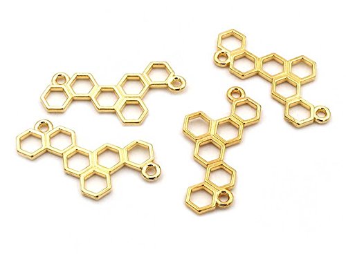 Verbinder als Honigwabe in Gold 4 Stück DIY Schmuck von Vintageparts zum Schmuck selber Machen