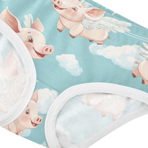 Wusikd Flying Piglets Girls' Underwear Cotton Cute Girls Briefs Soft Toddler Underwear 2T4