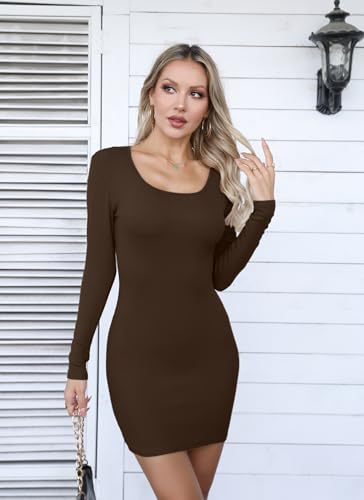 Image of Valiamcep Women's Square Neck Ribbed Knit Bodycon Mini Dresses | Slim Fit Pencil Dress, Cocktail Party Club Night Out Dating Daily Outfits, Sexy Dressy Casual, Fall Winter Fashion Clothes