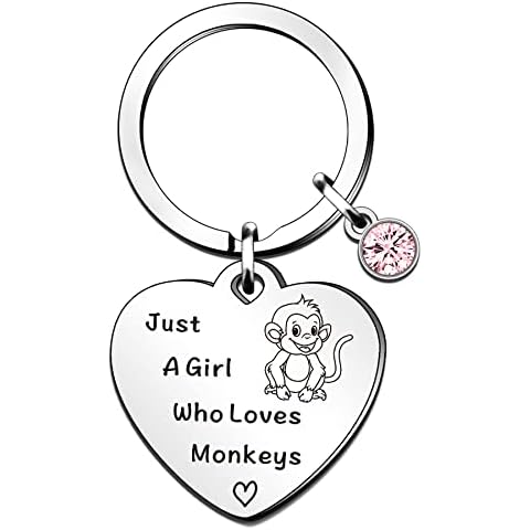 QMVMV Funny Monkey Keyring Gifts Animal Lover Gift Just A Girl Who Loves Monkeys Monkey Lover Gift for Women Girls, Who Loves Monkeys Keyring Cover