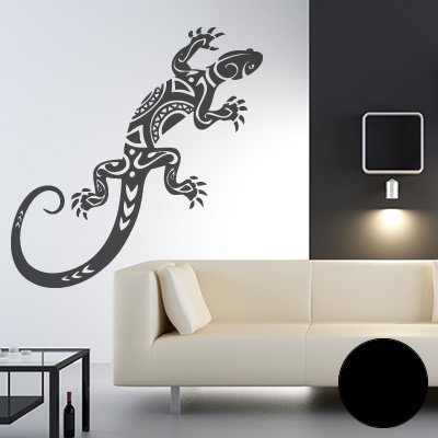 Klebesüchtig A061 Wandtattoo Gekko Tribal 60cm x 24cm schwarz (erhältlich in 40 Farben und 11 Größen)