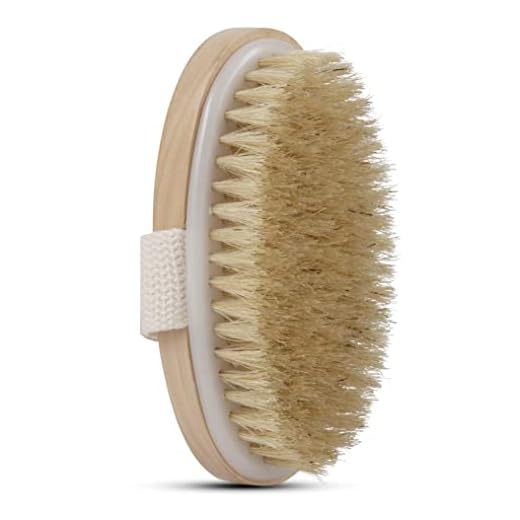 Dry Skin Body Brush - Improves Skin's Health and Beauty - Natural Bristle - Remove Dead Skin and Toxins, Cellulite Treatment, Improves Lymphatic Functions, Exfoliates, Stimulates Blood Circulation