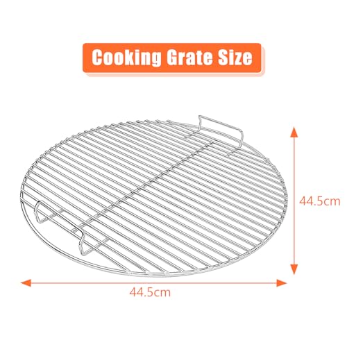 Denmay 7432 & 7440 Cooking & Charcoal Grates for Weber 47 cm Charcoal Grills - Fits One-Touch, Bar-B-Kettle, Smokey Mountain Cooker, Jumbo Joe, Weber Kettle - With 1 Thermometer