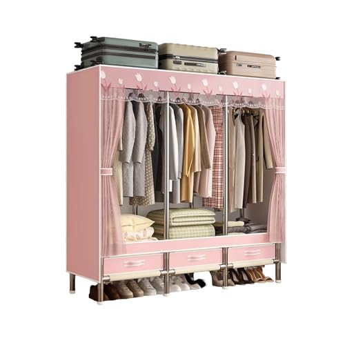 Armarios de Tela Resistentes y Grandes com Gavetas Fuerte Capacidad de Carga Armario Esquinero Dormitorio Juvenil para Dormitorios Apartamentos y Espacios Pequeños(Natural)