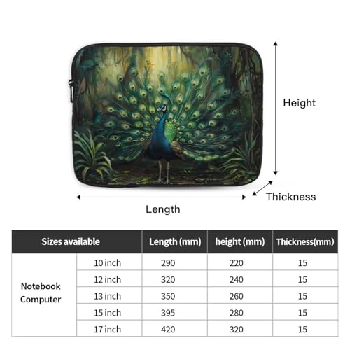 Peacock Opening Screen Laptop Sleeve Case 15 Inch Suitable For Notebook Computer Tablet Traveling Carrying Simple Case4
