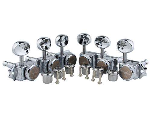 Guyker Vintage Guitar Lock String Tuners (6 For Right Handed) – Locking Tuning Key Pegs Machine Heads Replacement Parts For St Tl Style Electric, Folk Or Acoustic Guitars – Chrome #TOP3