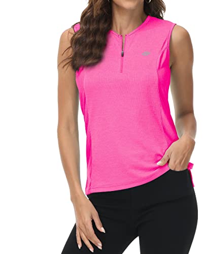 Polo tennis femme MoFiz rose S sans manches idéal pour le golf sous le soleil