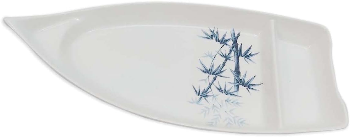 JapanBargain 2324 - Plato japonés para servir sashimi sushi, plato para aperitivos, platos de aperitivos y platos de salsa, 10 pulgadas, bambú blanco, paquete de 2