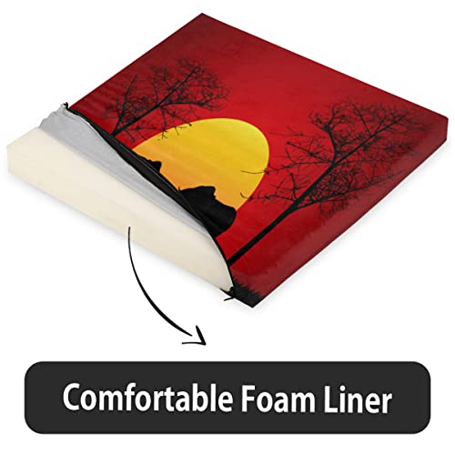 Gemefv African Elephant Sunset Chair Cushion Pads,African Animal Seat Cushion For Dining Chairs Memory Foam Pads Kitchen Chair Cushions With Machine Washable Cover (Flannel, 16"×16") #TOP3