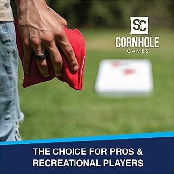 Weather Resistant Cornhole Bags (Set of 8) with Heavy Duty Tote - Professional Regulation 16oz Size & Weight
