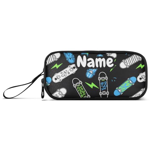Image of Custom Skateboard Lightning Pencil Case Box Boys Girls Personalized Name Large Pencil Pouch Stationery Pen Bag Organizer for Kids Adults School Office