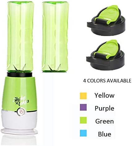 BYMEE Shake n Take Latest Version 3rd Generation Fruit Juice Smoothie Blender Mixer with 2 Sports Bottle BPA Free-Green
