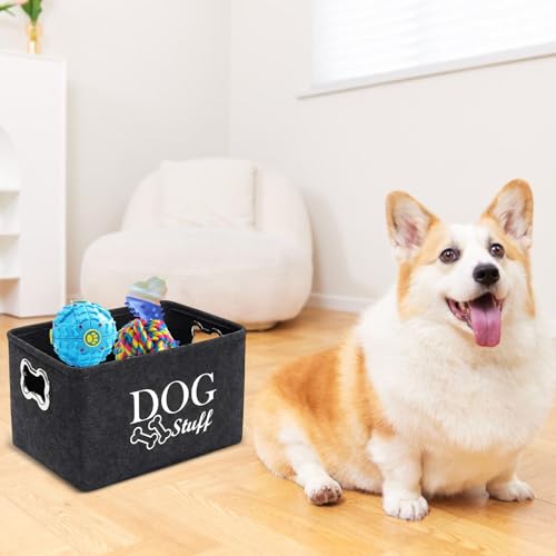 LearnLyrics Aufbewahrungsbehälter für Hundespielzeug, Hundespielzeugkorb | Spielzeugkiste für Haustiere mit Griff | Hundespielzeug-Organizer zur Aufbewahrung von Haustierspielzeug und Zubehör,
