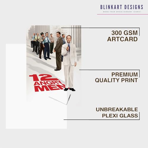 Image of BLINKART 12 Angry Men Movie Poster Frame 8x12 Inch | Premium 300 GSM Paper Wall Print | Mid Century Vintage Film Artwork for Home, Bedroom, Living Room, Office | Framed Photo Decor