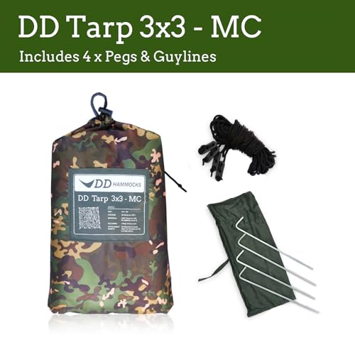 DD Hammocks - DD Tarp 3x3 - MC - Lightweight Camouflage Tarp Shelter for Hammock Camping & Solo Outdoor Adventure