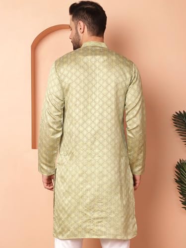 Image of Jompers Silk Men's Regular Fit Woven Design Kurtas