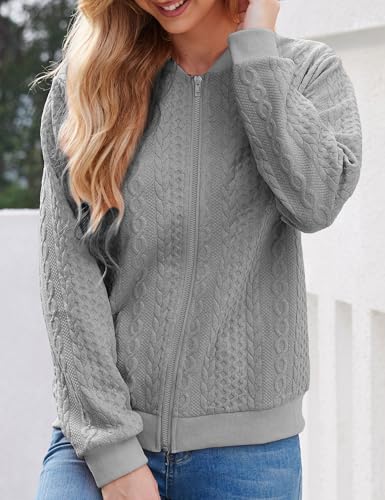 Image of WROLEM Zip Up Sweatshirts for Women Casual Outfits Cardigan Outerwear Trendy Winter Jackets Coat