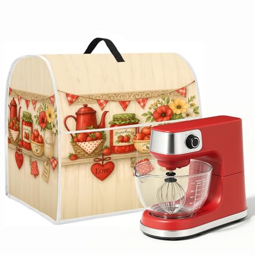 Image of Kitchen Dust Cover Compatible with 4.5 5 6 8 quart Stand Mixer, Kitchen Appliance Protective Covers with Top Handle and Pocket (Classic shelf, For All 6-8 qt Mixer)