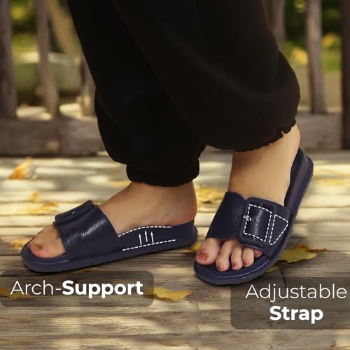 Image of YOHO Grape Sliders for Women & Girls | Stylish,Cushioned, Lightweight Slides & Waterproof Flip Flops | Adjustable Buckle | Comfortable Monsoon Footwear