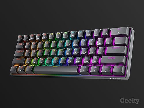 Geeky GK61 60% | Hot Swappable Mechanical Gaming Keyboard | 61 Keys Multi Color RGB LED Backlit for PC/Mac Gamer | ANSI US American Layout (Black, Mechanical Red) by Geeky - Used condition - Image 8