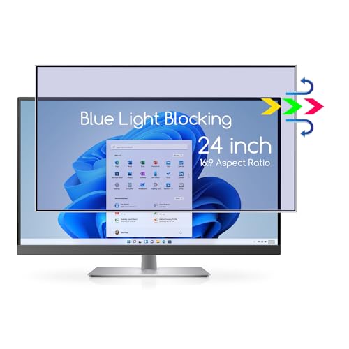 KEANBOLL 24 Inch 16:9 Computer Anti Blue Light Screen Filter for Monitor -Blocking Blue Light Anti-Glare Protector - Four-Sided Ring Adhesive