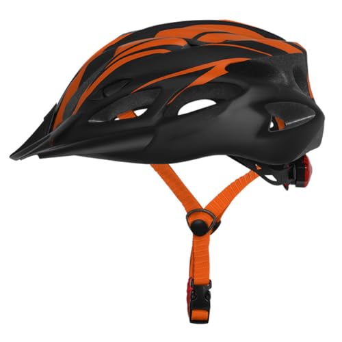 Casque VTT orange réglable et léger avec éclairage de sécurité intégré