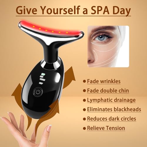 vgy 7-in-1 face massager tool for skin care multi-function electric red light therapy for face wrinkles double chin black
